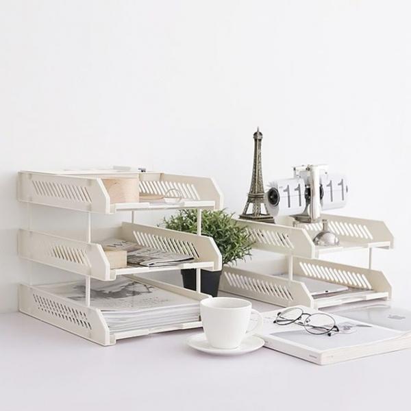 학습업무집중 A4용지 서류보관 데스크 3단정리 트레이