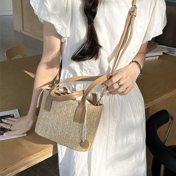 미니 버킷 크로스 토트백 라탄백 투웨이크로스백