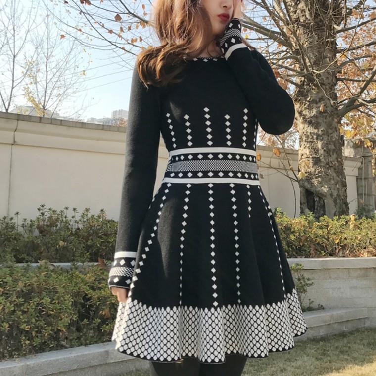 봄신상 니트 원피스 롱원피스 봄 여성 쉬폰 미니