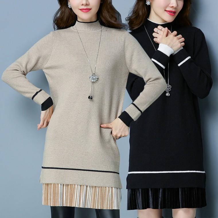 니트 원피스 롱원피스 봄신상 봄 여성 쉬폰