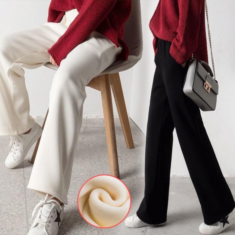 여성 두툼 안감 퍼 골지 밴딩 팬츠 URK-063