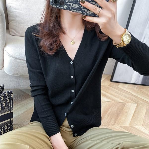 6컬러 여성 데일리 모던 베이직 브이넥 가디건 LK-G002