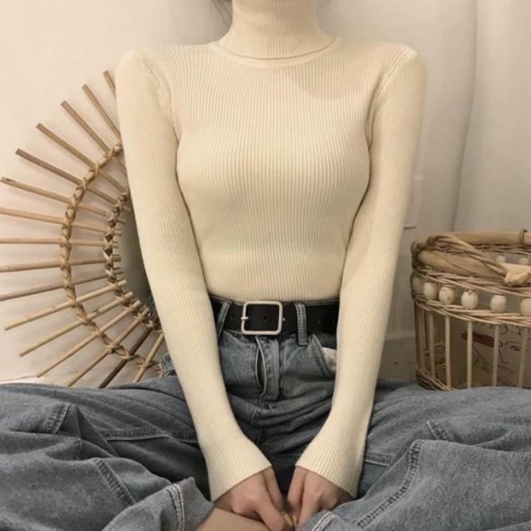 소프트 반목 캐주얼룩 여성 상의 목티셔츠 터틀넥 골지티 날씬해보이는 목폴라티