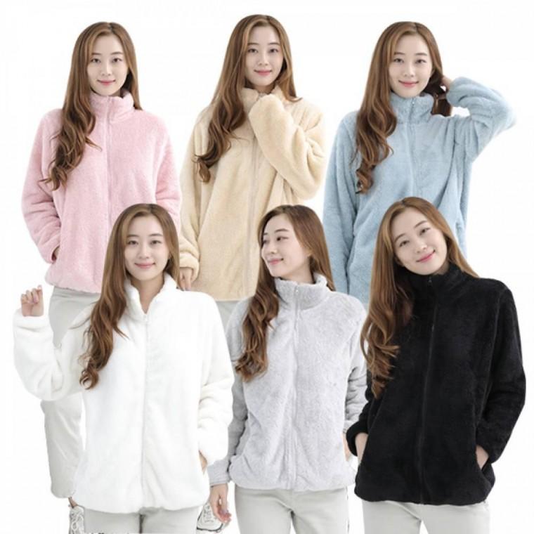 EA 여성 후리스 집업 보아털 겨울 플리스 빅사이즈 캐쥬얼 데일리 점퍼