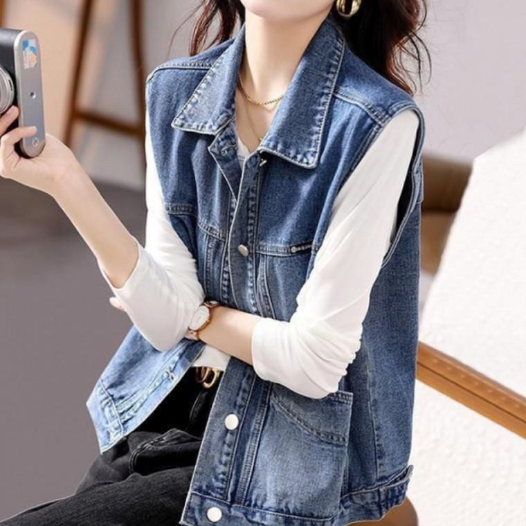 [위드기프트] [간절기에 딱] 카라 데님조끼