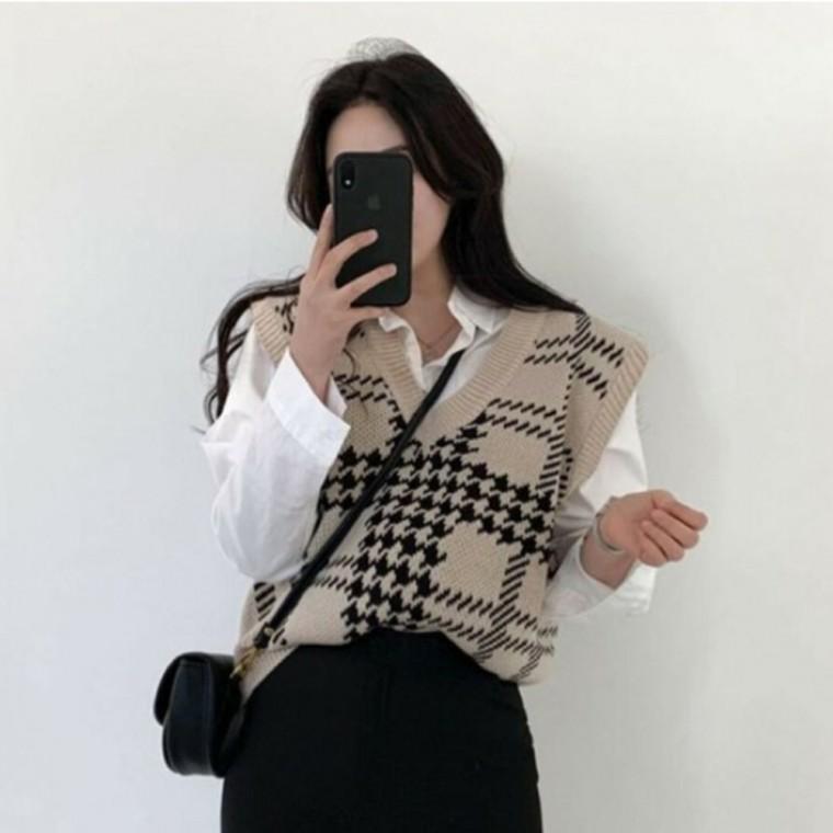 [위드기프트] 체크하임 니트조끼