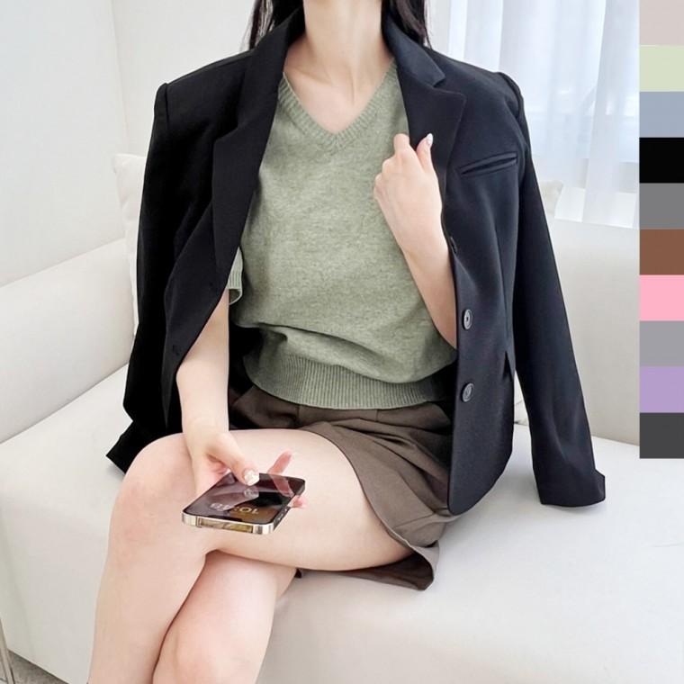 CAT 1000 여자캐시미어 브이반팔니트