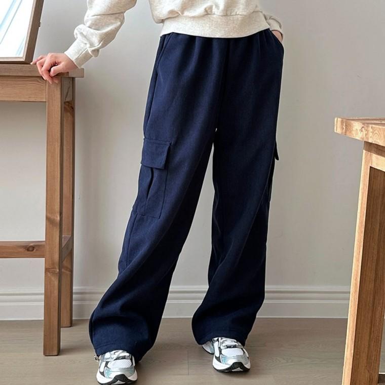 스트링 여성 카고팬츠 밴딩 바지 골덴 와이드 팬츠