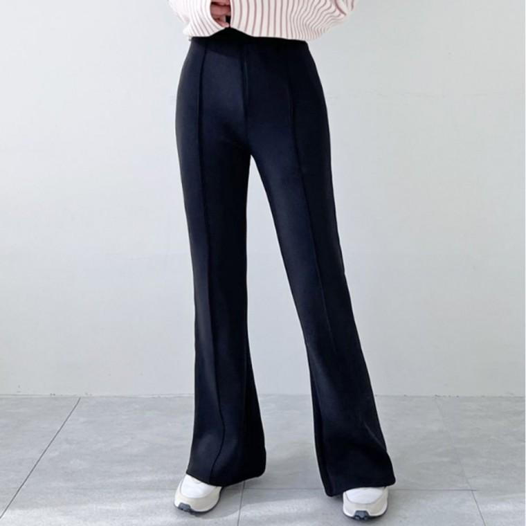 슬림 여성 부츠컷 팬츠 하이웨스트 밴딩 팬츠 바지