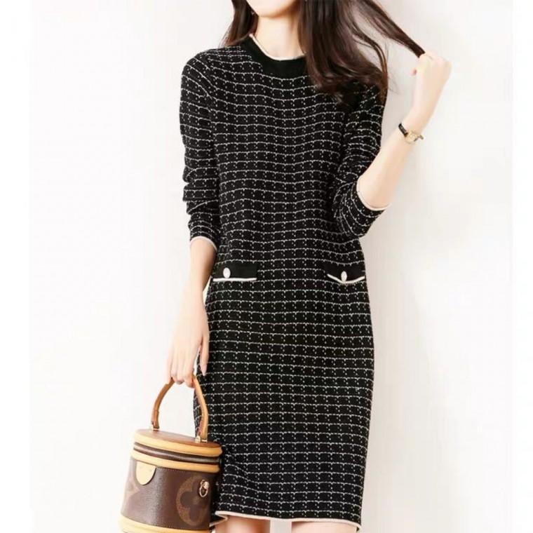 [위드기프트] 고객극찬 세련된 체크 니트원피스