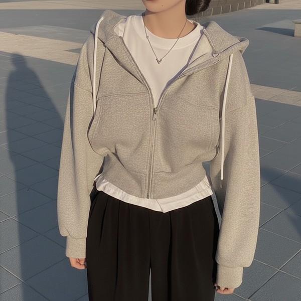 여성 4컬러 웜핏 기모 크롭 후드집업 LK-HD04