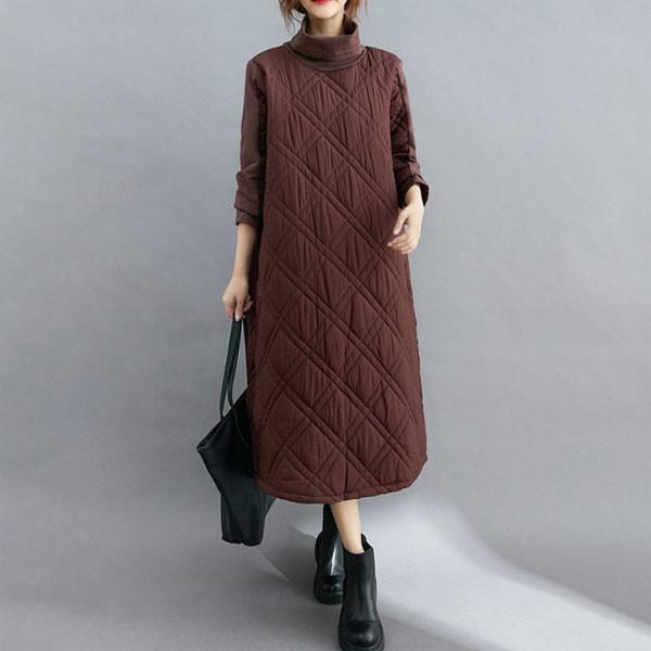 은창]극강 보온 마들렌 퀼팅 원피스 치마 롱원피스 가을 겨울 긴팔 여성 루즈핏 니트원피스 데일리 보