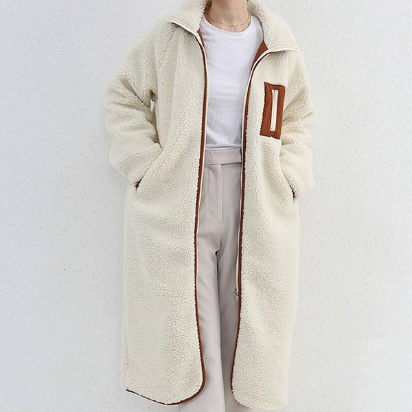 여성 6컬러 윈터 지퍼 포켓 롱 후리스 뉴레트로L