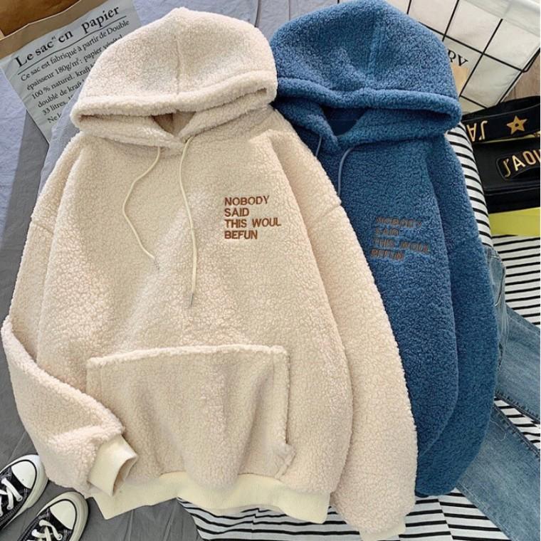 [위드기프트] 몽글몽글 따뜻한 후리스 자수 양털 후드티