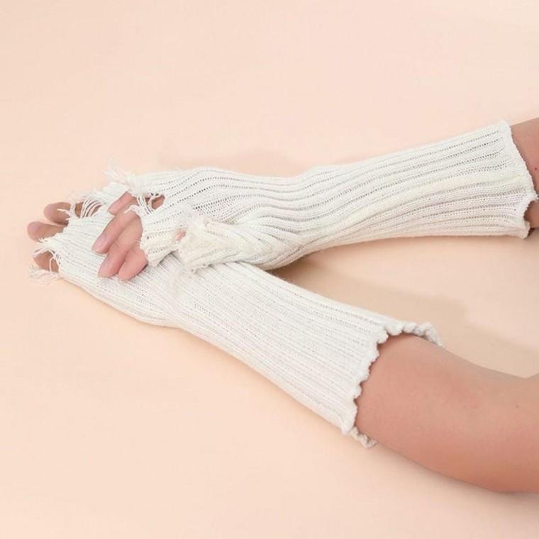 핸드 워머 롱 장갑 찢어진 니트 암워머 방한 토시 팔토시 등산 자전거 작업 운전 바이크