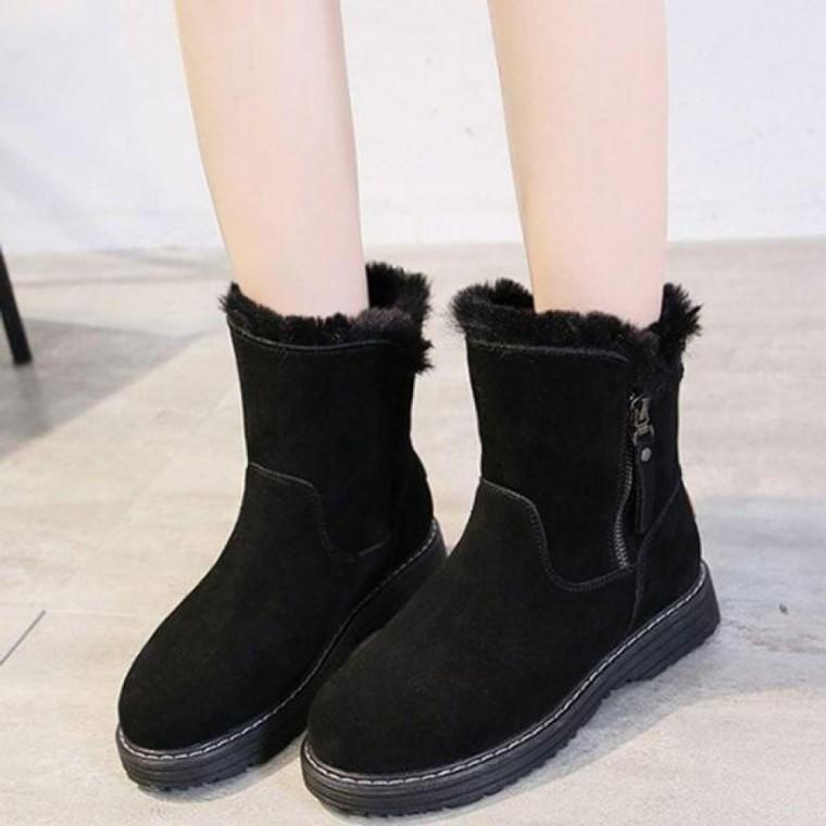전체 털안감 옆지퍼 여성 부츠 겨울 따뜻한 워커 여자 캐주얼 캐주얼화 미들 레이스업