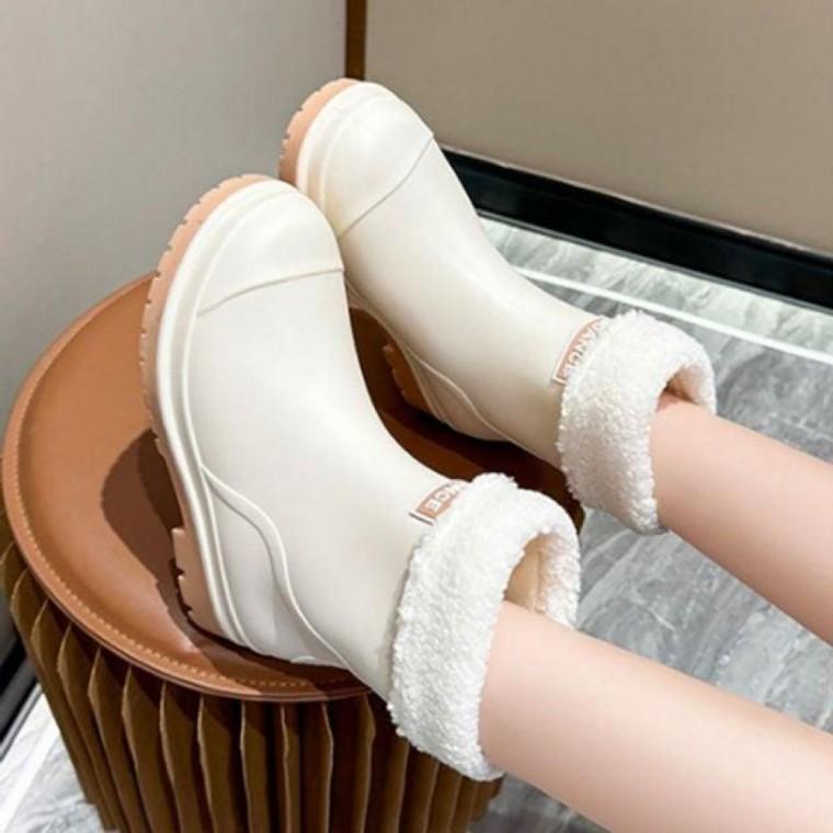 여성 사계절 레인 부츠 털 탈부착 방수방한 가벼운 장화 여자 따뜻한 털레인 털탈 기모