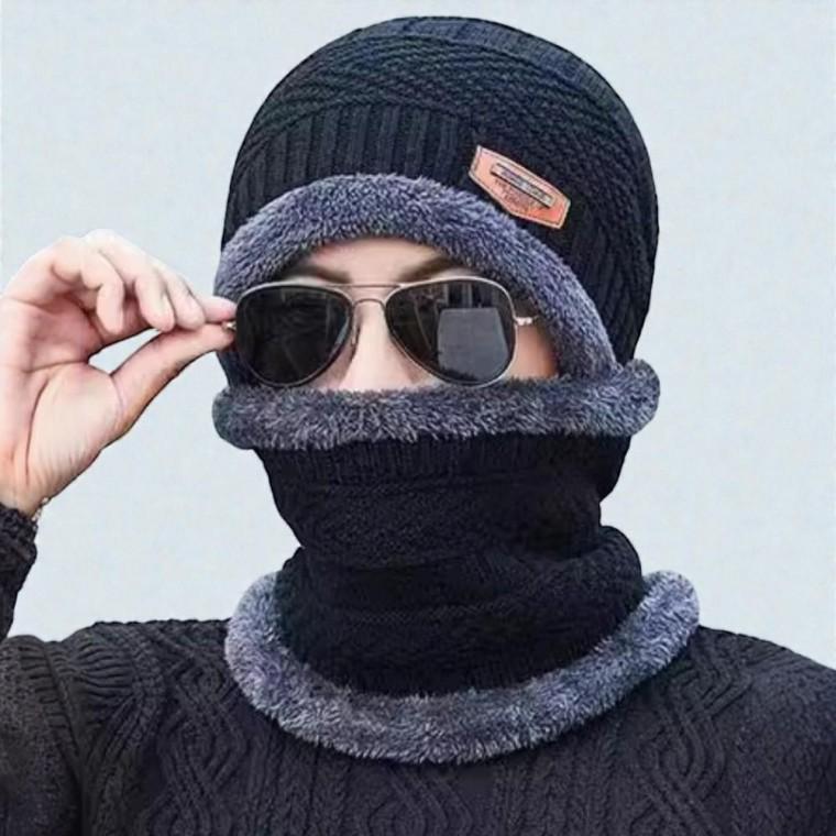 남성 겨울 털모자 넥워머 세트 라이더 방한 비니모자 기모워머