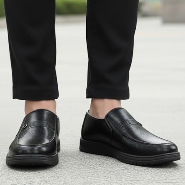 남성 엠보싱 블랙 캐주얼 기모 로퍼 ZG-TT933