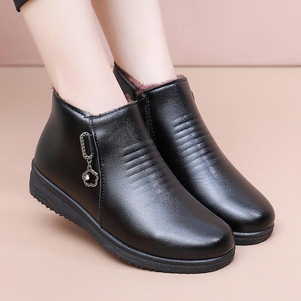 여성 방한 퍼 안감 퀼팅 지퍼 스니커즈 LK-TT99