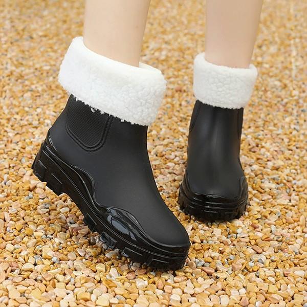 여성 퍼 턴업 방한 러그솔 겨울 앵클 부츠 TAIN350