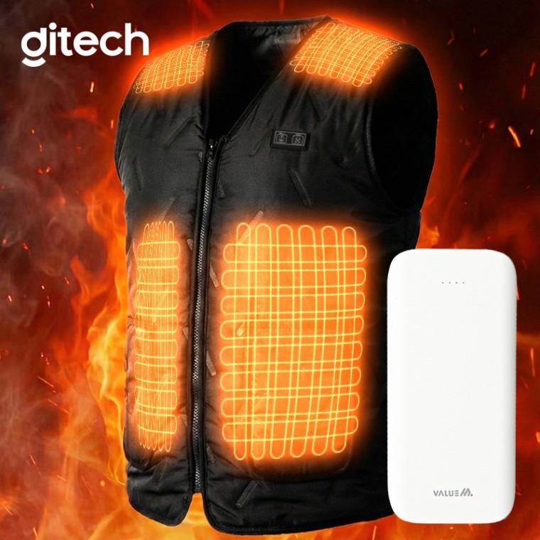 DITECH SMART 3단조절 온열 기모안감 발열조끼 V넥 열선 조끼