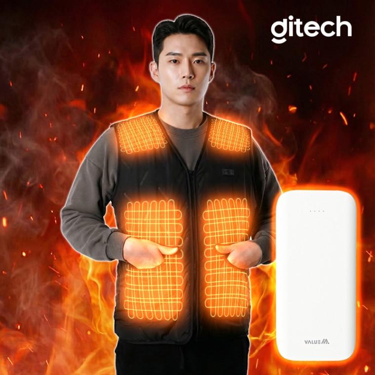 DITECH SMART V넥 열선 조끼 발열조끼 3단조절 온열 기모안감