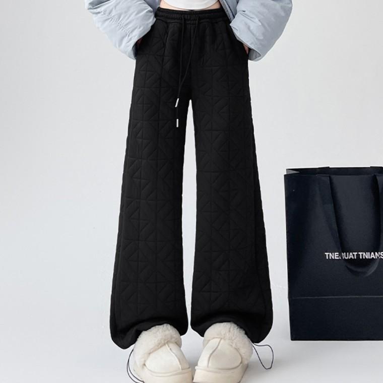 누빔 퀄팅 기모 밴딩 팬츠 편안한 패딩 바지 와이드