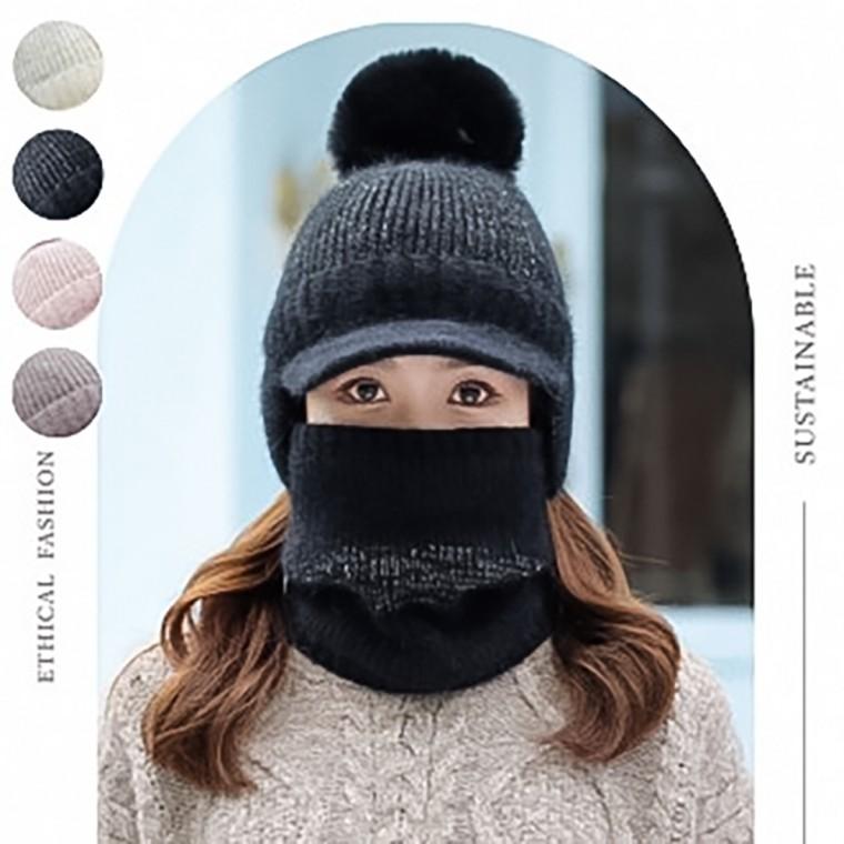 루시 털모자 넥워머세트 겨울 방한 귀달이 니트 방울모자 워머