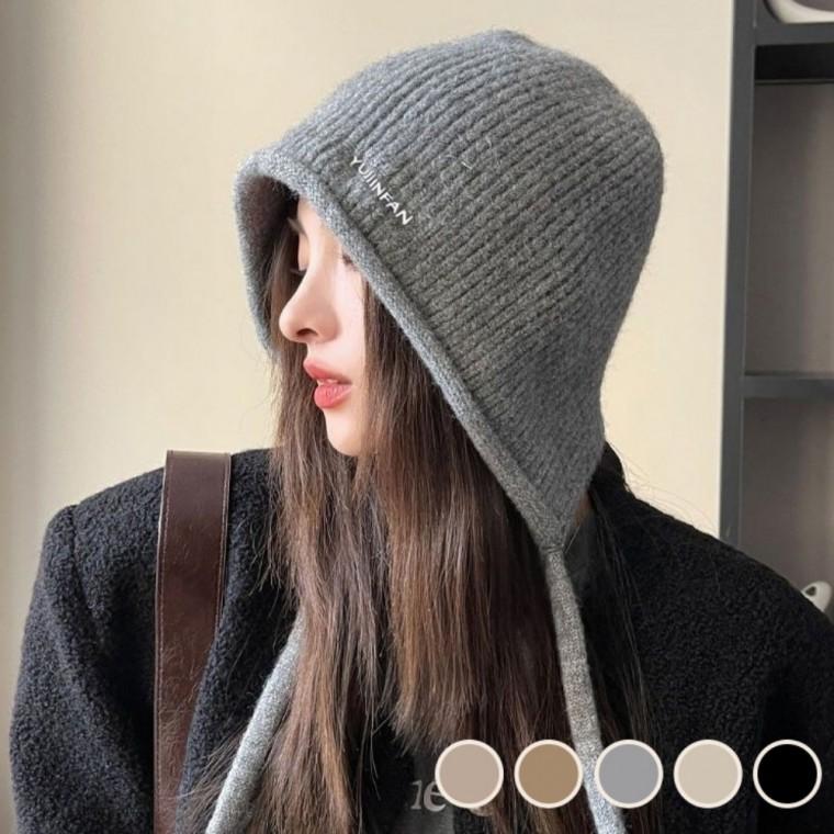 예쁜 롤업 스타일 영문 포인트 스트릿 데일리 여성 니트 비니 모자