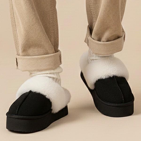 플랫폼 퍼 빅사이즈 남성 트리밍 슬리퍼 ZG-UGK102