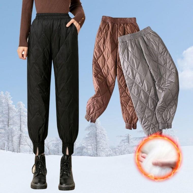 여성 기모 밴딩 조거 팬츠 방한 겨울 패딩 바지 누빔