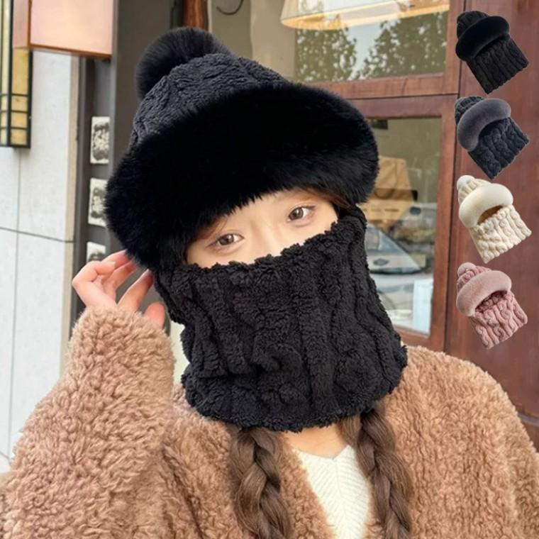 따뜻하고 부드러운 한겨울 보온 인조퍼 트위스트모자