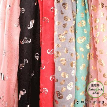 [파우치데이] (땡처리) 머스타시(수염) 스켈레톤(해골) 스카프 [WT033][WT034]