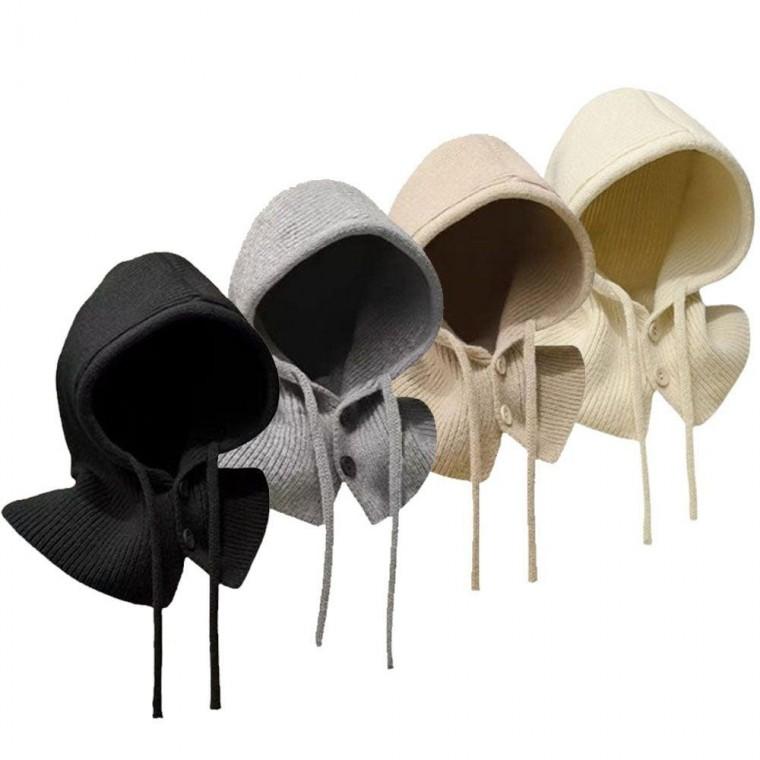 단추니트 후드넥워머 패션 방한 니트워머 겨울모자