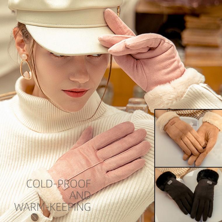 벨벳 퍼장식 겨울 팔목 스마트터치 포근한 여성장갑