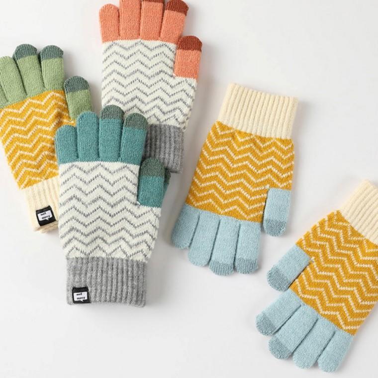 배색 웨이브 포인트 스마트 터치 가능 남여공용 장갑