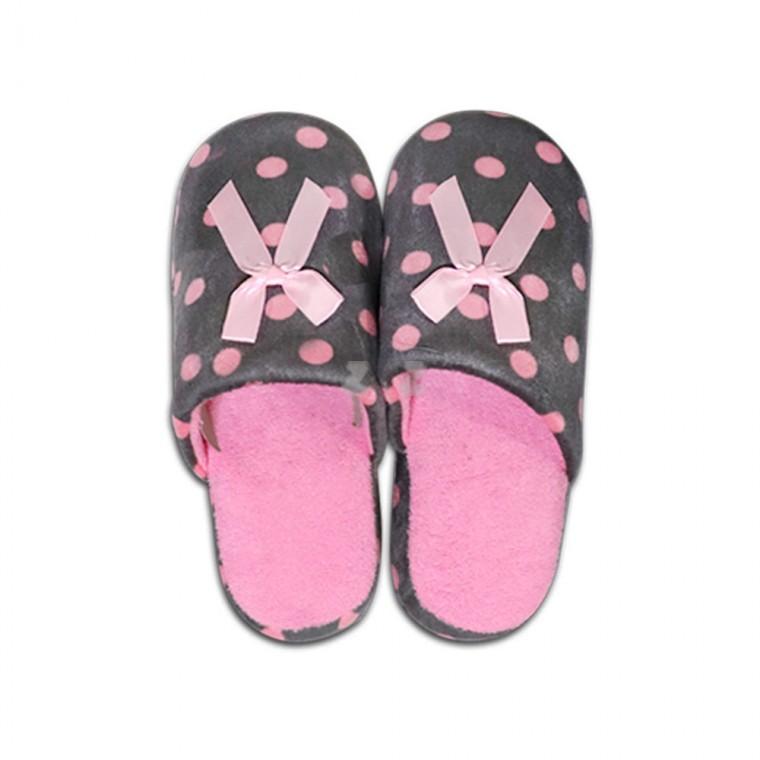 리본 땡땡이 겨울 거실화-T/방한화/기모거실화/겨울실내화/거실신발/거실슬리퍼/겨울슬리퍼