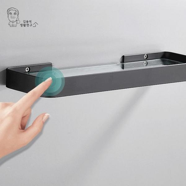 모던블랙 무타공 유리 일자선반D