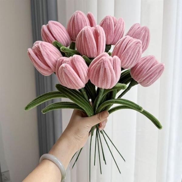 시들지 않는 모루 꽃 튤립 한송이 4color LM-0801