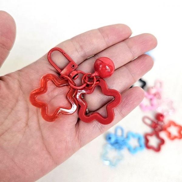 5컬러 아크릴 별모양 방울 포인트 가방꾸미기 키링