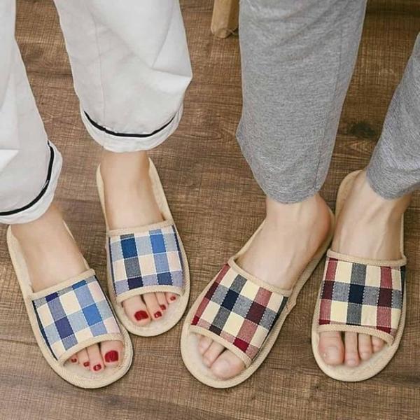 가벼운 체크 무늬 실내화 거실슬리퍼 소음방지슬리퍼 층간소음방지슬리퍼