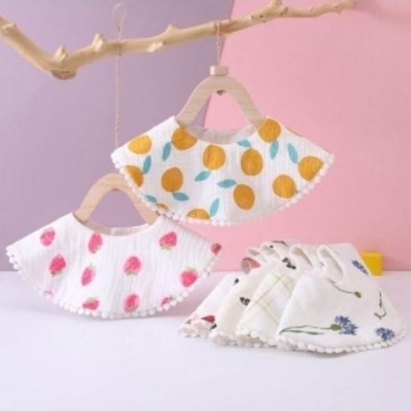 순면 누빔 거즈 신생아 유아 아기 360도 롤링 이유식 침 턱받이 20종