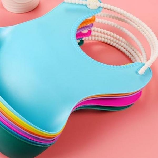 방수 소아 유아 자기주도 이유식 식사 TPE 구슬 턱받이 4종