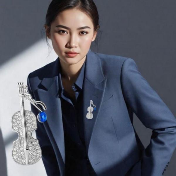 첼로 브로치 음표 옷핀 고급 핀 다이아몬드 액세서리 다이아몬드옷핀 음표클립 진주브로치 허리조절