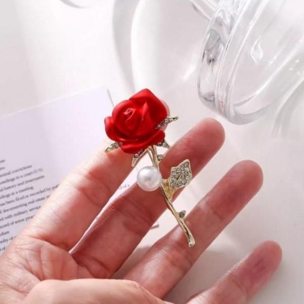 브로치 다이아몬드 장미 옷핀 예쁜 액세서리 핀 정장 매너브로치 다이아몬드클립 스카프핀 장미브로치