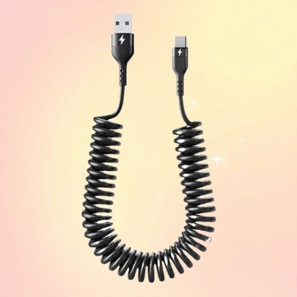 늘어나는 스프링 충전케이블 C타입 꺽임없는 고속충전