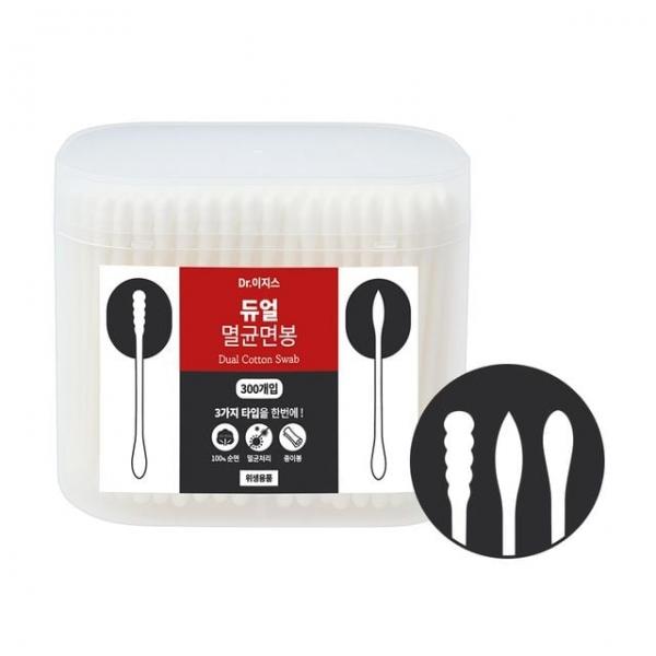 닥터이지스 3TYPE (둥근+나선+원뿔) 순면 듀얼 멸균면봉 300개입