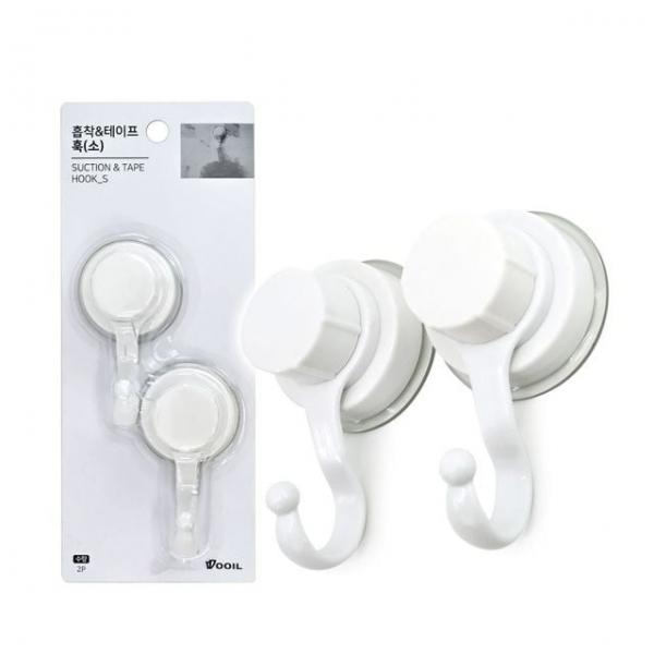 캐비넷흡착후크 타일 현관 돌려서압축 부착식 무타공후크 소2P