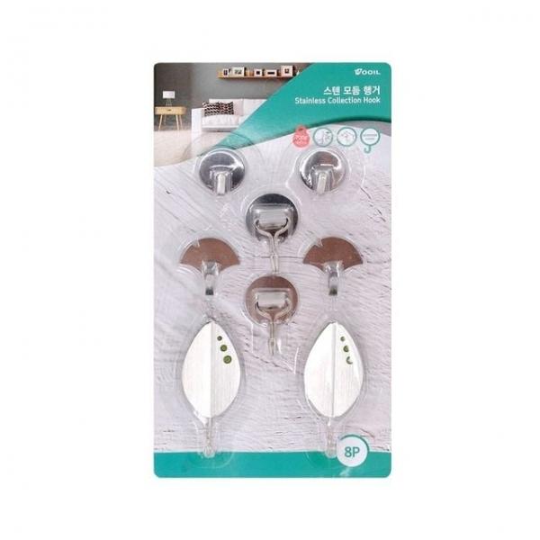 키링부착고리 인테리어훅 다용도걸이 후크행거 클리어행거 8p 접착식